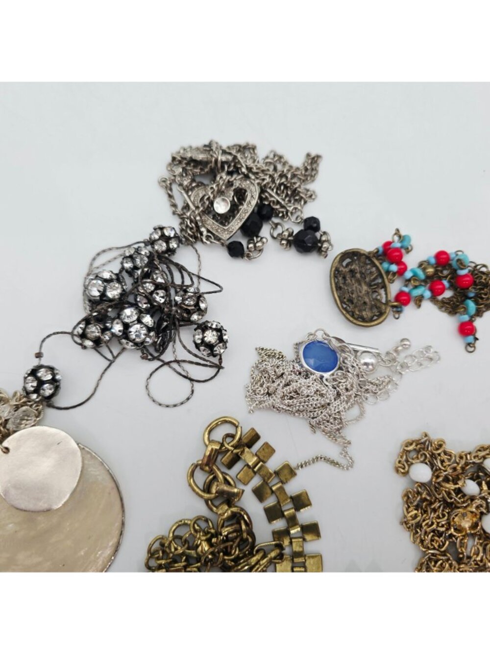 Mixed Lot Fashion Necklaces & Chains Beaded Rhinestone Pendant Craft Lot AS IS - Picture 3 of 11